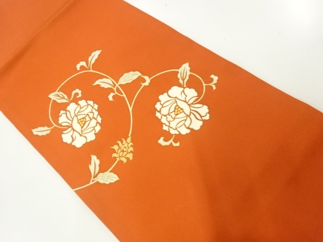 JAPANESE KIMONO / SHIOZE FLORAL ARABESQUE PATTERN NAGOYA OBI